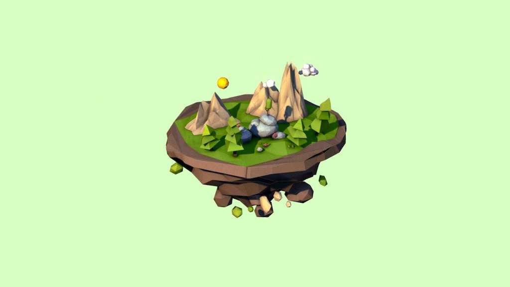 learning c4d, starting with low poly 
this is island 1 - Lowpoly island - Download Free 3D model by alfance 3d model