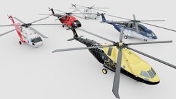 Helicopter asset Low-poly civil, mi, aircraft, 38, medical, helicopter