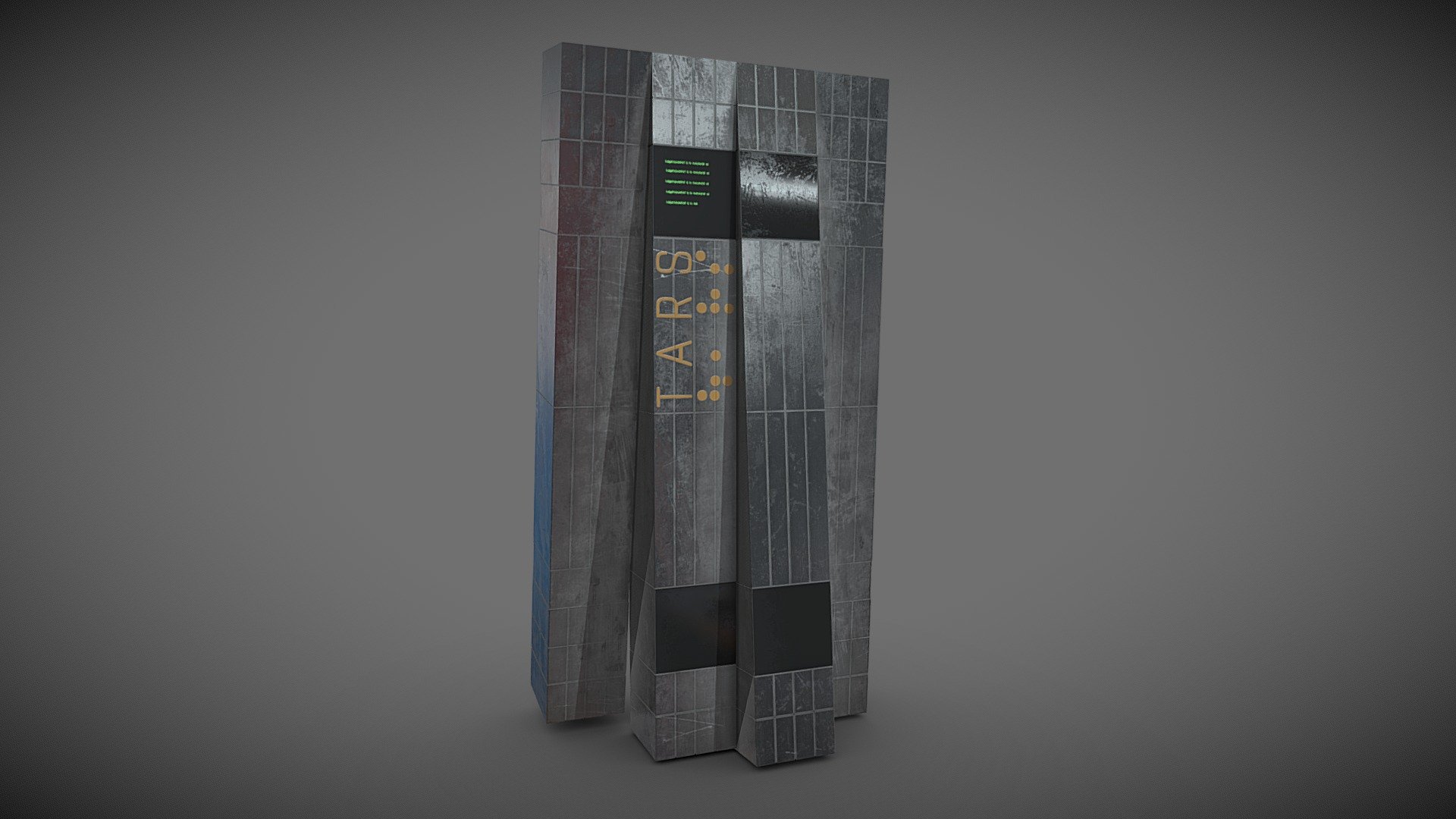 Here i have made Tars from Interstellar

Took about an hour to make using Maya for the Model and the UVs and Sub paint for the textures - Tars - Interstellar - Buy Royalty Free 3D model by The Moyai (@Eagger) 3d model