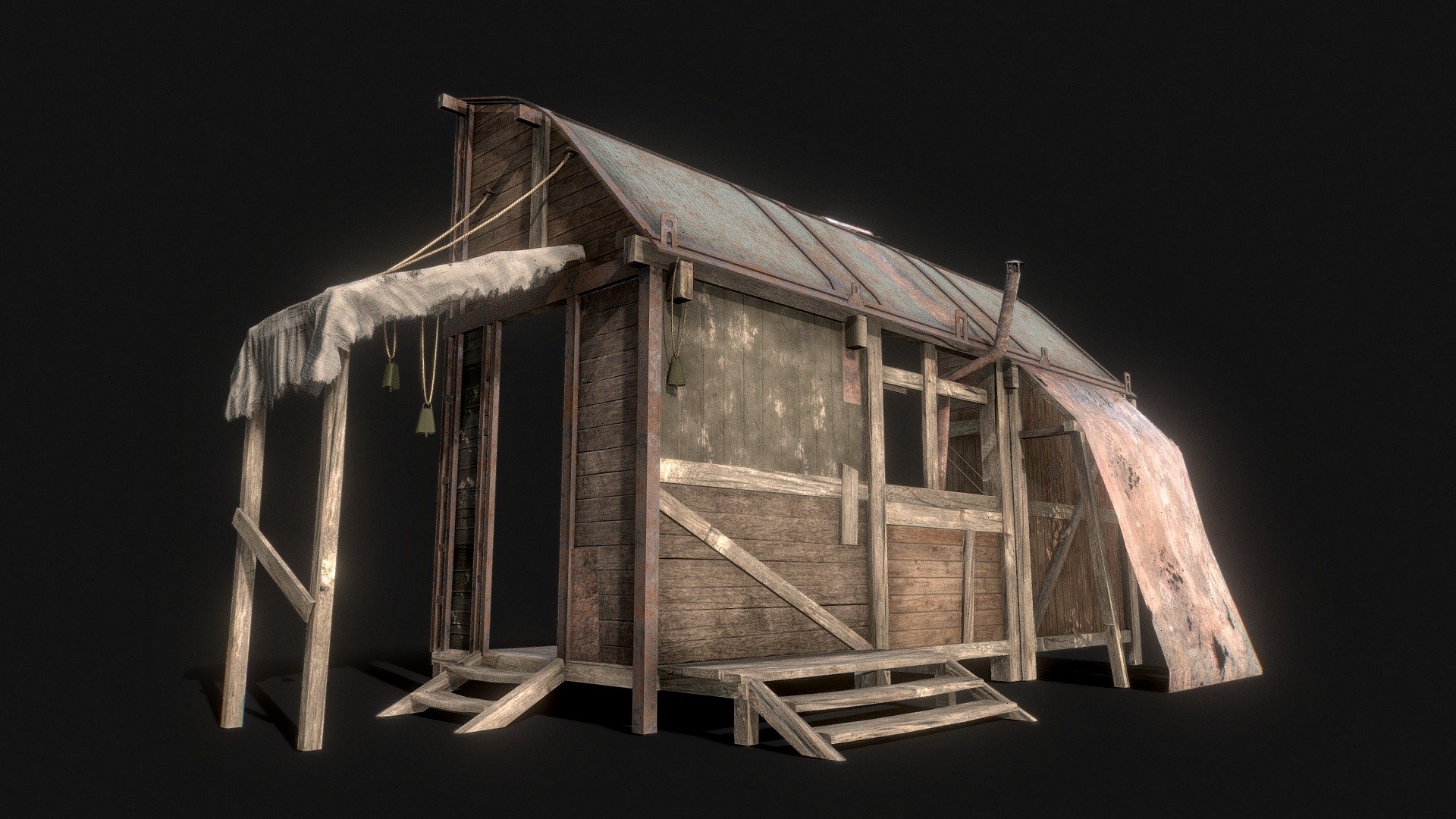 Gameready model, 2k texture - Outbuilding - Download Free 3D model by quizzes 3d model