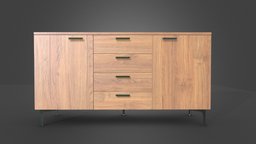 Wooden scandinavian style commode wooden, commode, chest, furniture, interior-design, blender, blender3d