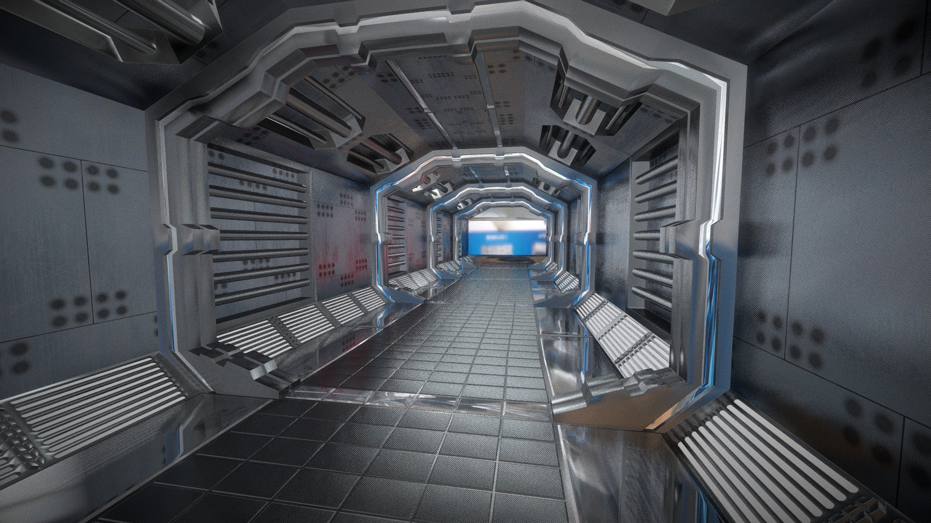 spaceship  corridor
made in blender totally 
you can use it in game just to have tweak some setting and some optimization - spaceship corridor/hallway - Download Free 3D model by zaki razzaque (@Zakirazzaque) 3d model