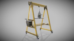 Gantry Crane machine, crane, unwrapped, pbr, factory, industrial