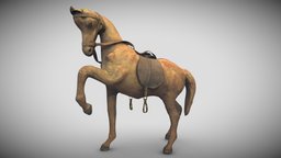 Old Horse Figure (Photogrammetry) leather, scanning, figure, handmade, statue, optimized, substancepainter, realitycapture, photogrammetry, photoshop, blender, lowpoly, horse, scan, gameready
