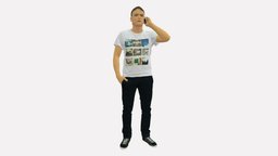 Man In White Shirt With Pics 0542 style, white, shirt, people, clothes, miniatures, realistic, character, 3dprint, model, man, male