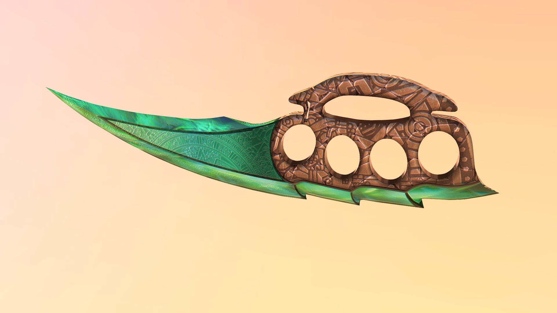 AZTEC KNIFE VGO submission for knuckle knife design - Knuckle Knife - 3D model by NorGlace (@glaciuscreations) 3d model