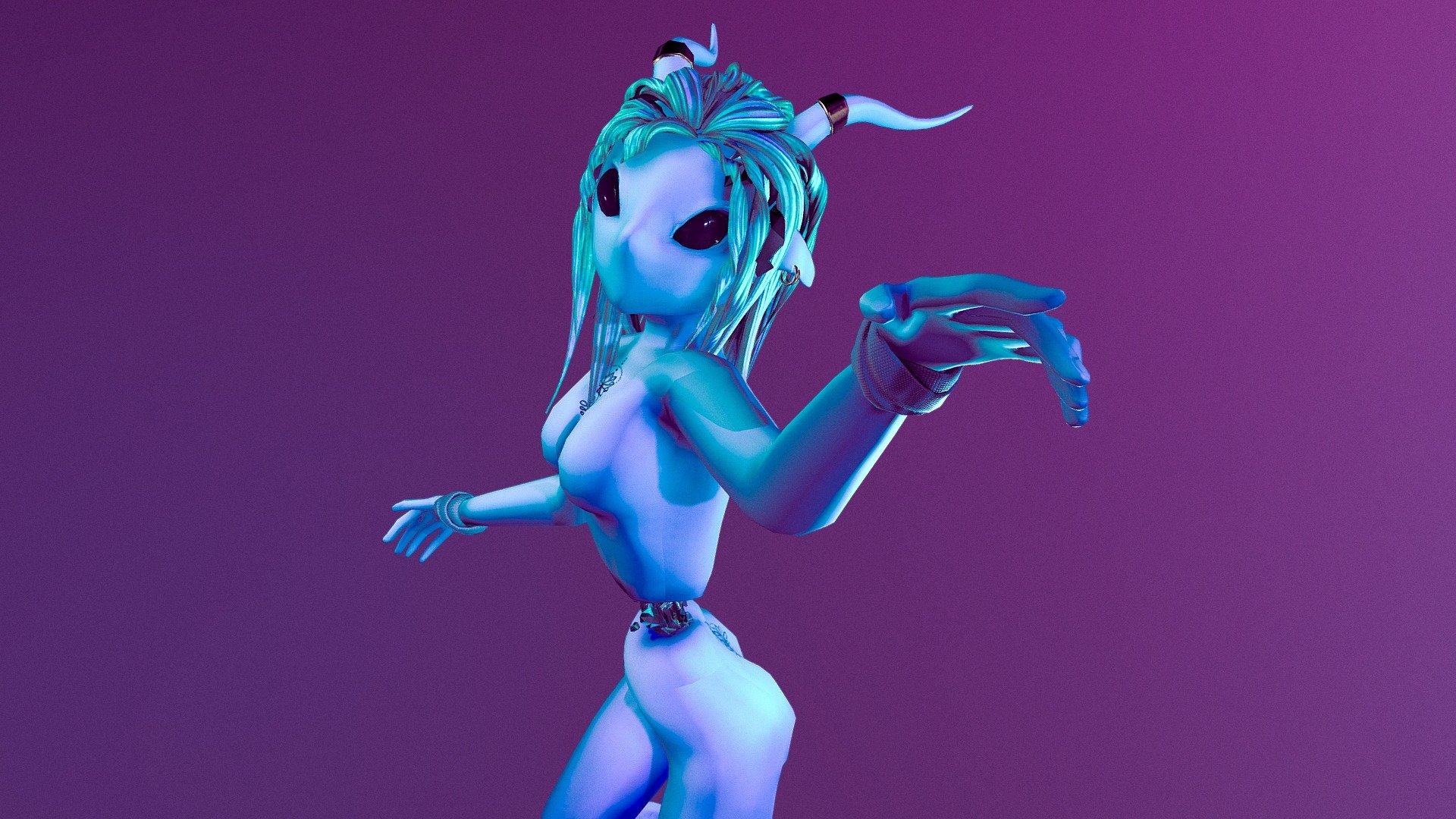 very first female character. I know she is not perfect, but steel it was fun work on it) - Alien Draenei - Download Free 3D model by SatiKudasati 3d model