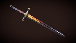 Sword 04 rpg, katana, medieval, unreal, cry, saber, engine, don, blender-3d, unity5, lods, falcone, blender, pbr, substance-painter, sword, fantasy, blade