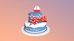 Nautical Themed Cake cake, sweets, sketchfabweeklychallenge, sea, boat