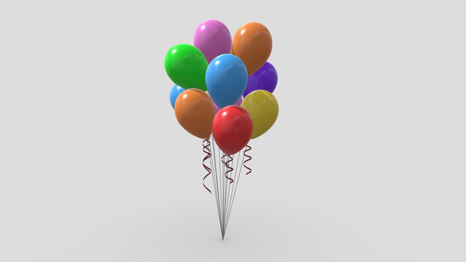 low poly 3d model of colorful baloon bunch with thred - Colorful Balloons - Buy Royalty Free 3D model by assetfactory 3d model