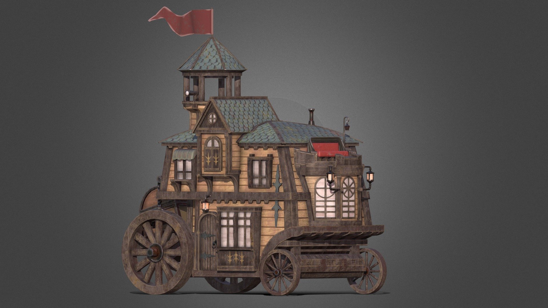 House on wheels - 3D model by balomir 3d model