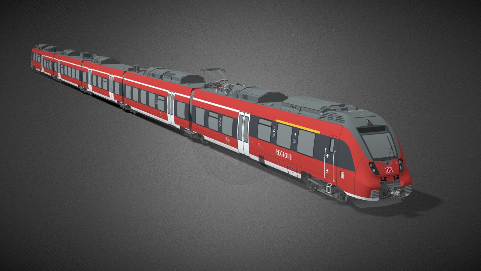 Bombardier Talent 2 in DB Regio livery. This model was originally made as an asset for the game Cities: Skylines. There are simplifications to the texture and model to keep it optimised for the game.

This model includes a 5-car variant of the Talent 2 3d model