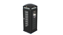 Black English Telephone Box K6 kiosk, uk, realistic, box, english, telephone, k6, telephone-booth, telephonebooth, low-poly, low, poly, gameasset
