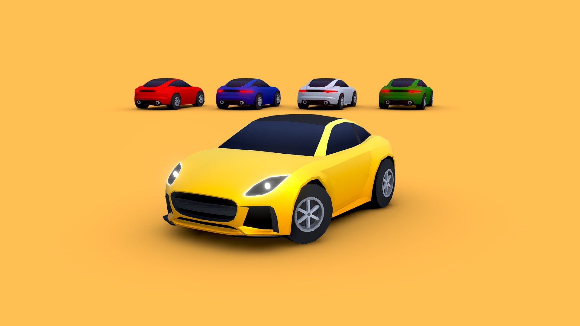 5 colors. Low poly count and modern style. This car uses 2 materials (texture atlas of 512px * 512px) 3d model