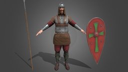 warrior warrior, mid-poly, character, game, animation