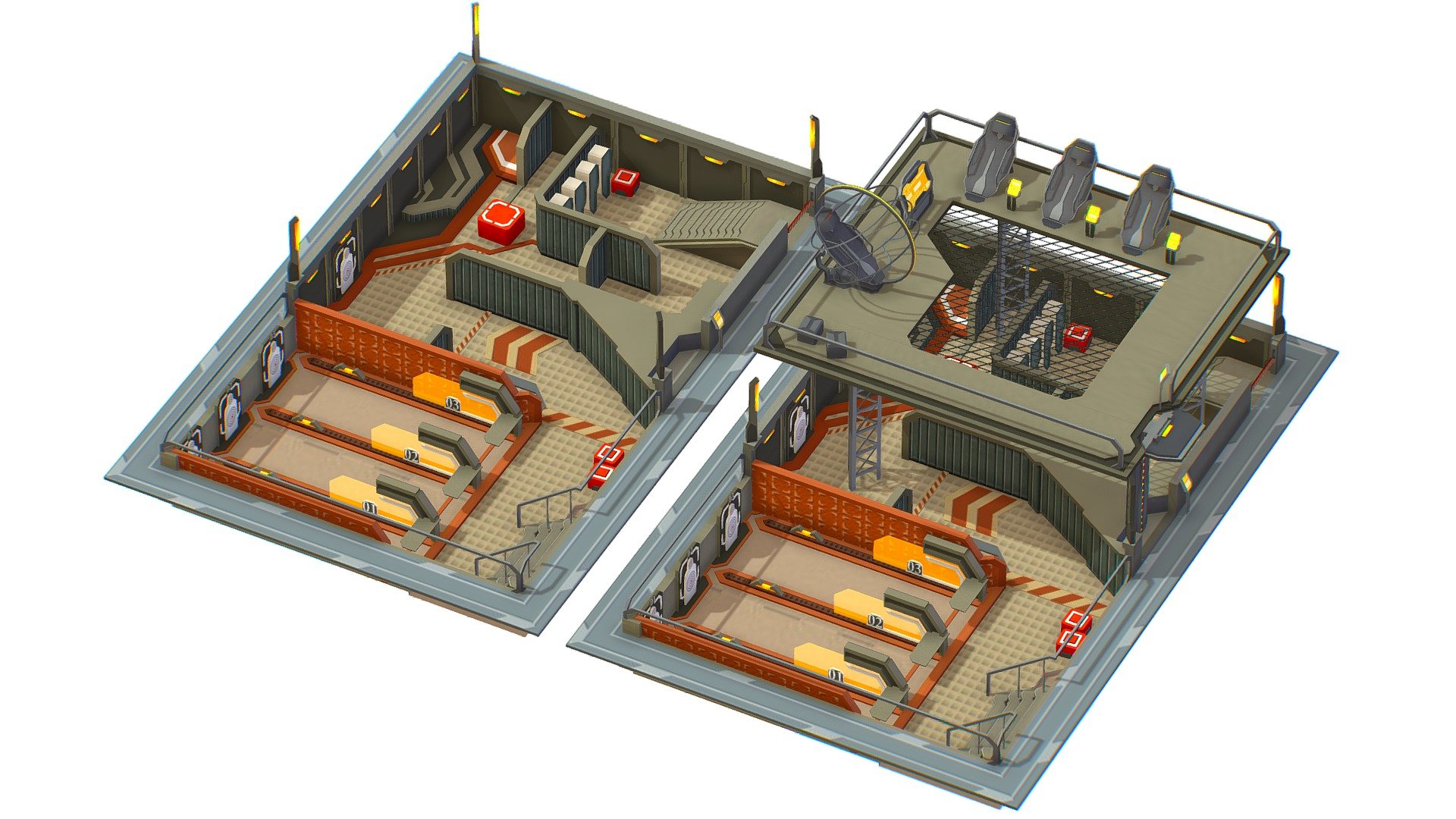 isometrical shooting room All - 3dsMax file included

2 station upgrades included - $12 discount
 - isometrical shooting room shelter, hangar - Buy Royalty Free 3D model by Oleg Shuldiakov (@olegshuldiakov) 3d model