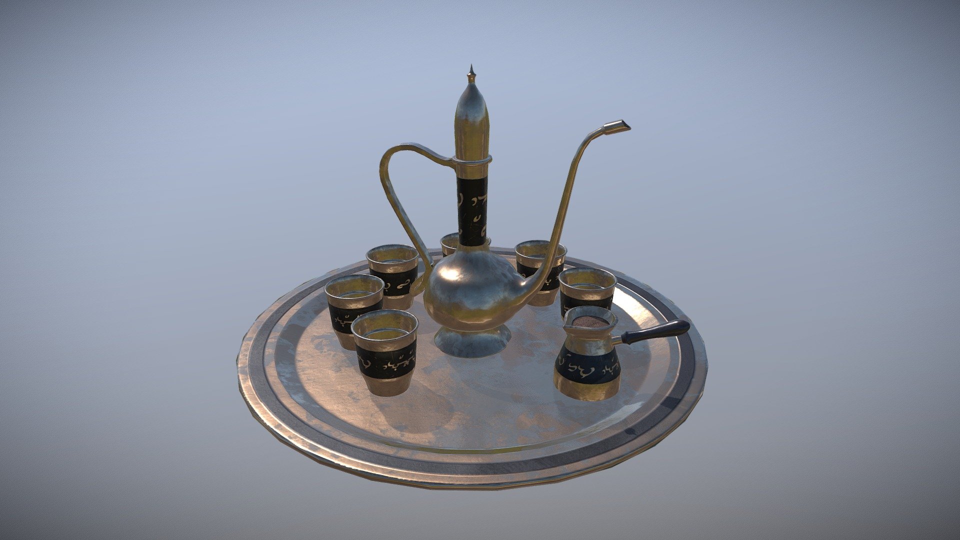 A tea set i made for Beyond Skyrim Elsweyr - Arabic Tea/Coffee Set - 3D model by fritiof 3d model