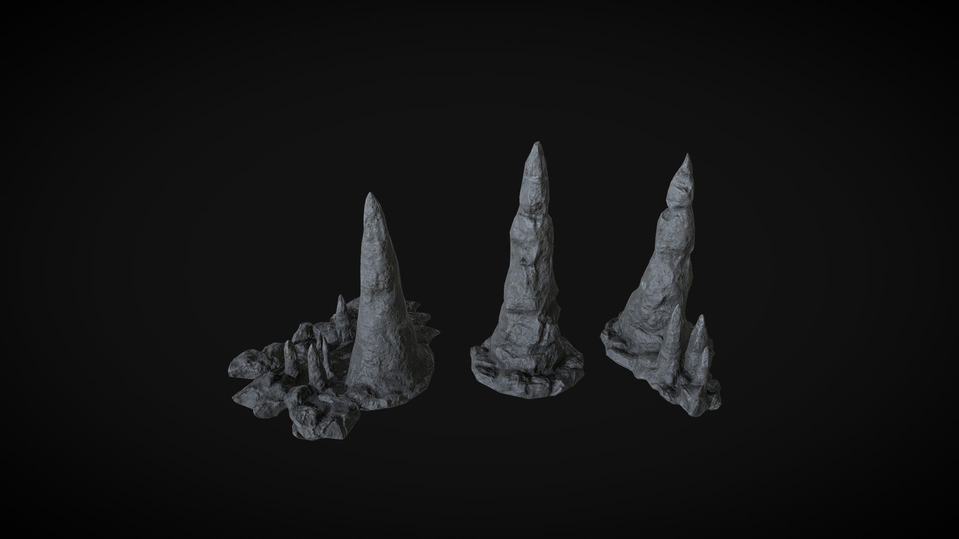 Some stalagmites I made for project.

They have more variations in UE, but here is their base state 3d model