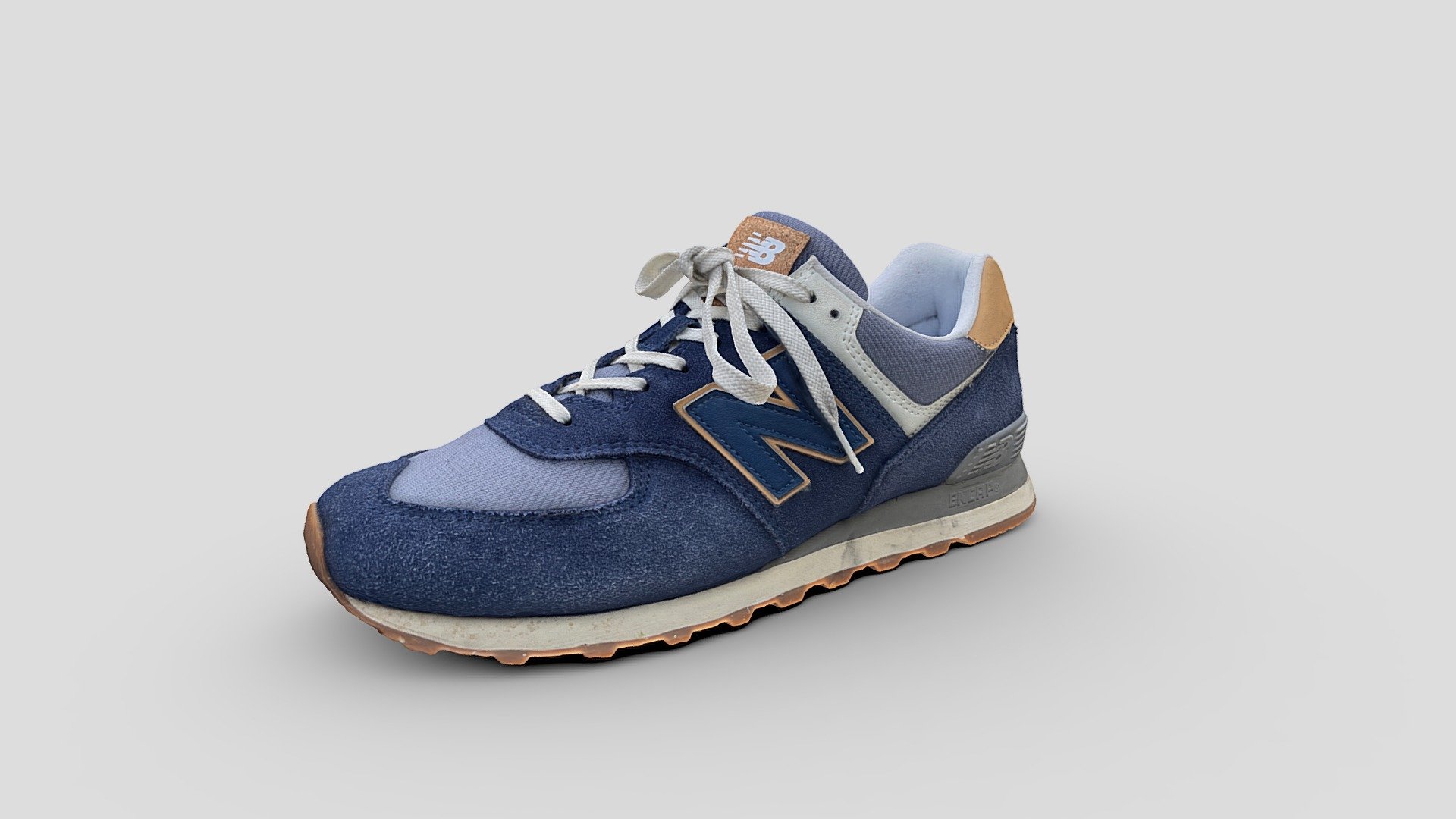 185 photos captured and processed with RealityScan, pretty happy with the result! Much better than my first attempt at capturing the same shoe 10 months ago when the app was released: https://skfb.ly/o9n7L - New Balance 574 captured with RealityScan - 3D model by alban 3d model
