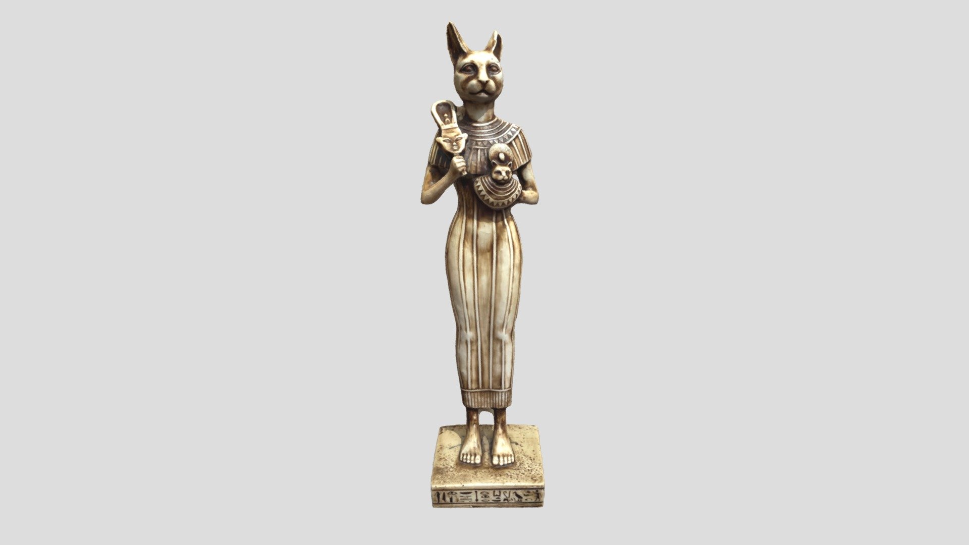 High-quality model of a statue of egyptian goddess Bastet 
• H x W x D = 31 x 8,3 x 7,67 cm
• 45098 triangles
• 26398 vertices
• 44799 faces
• 71021 edges
• .blend format - Statue of Bastet - Download Free 3D model by electricdreams86 3d model