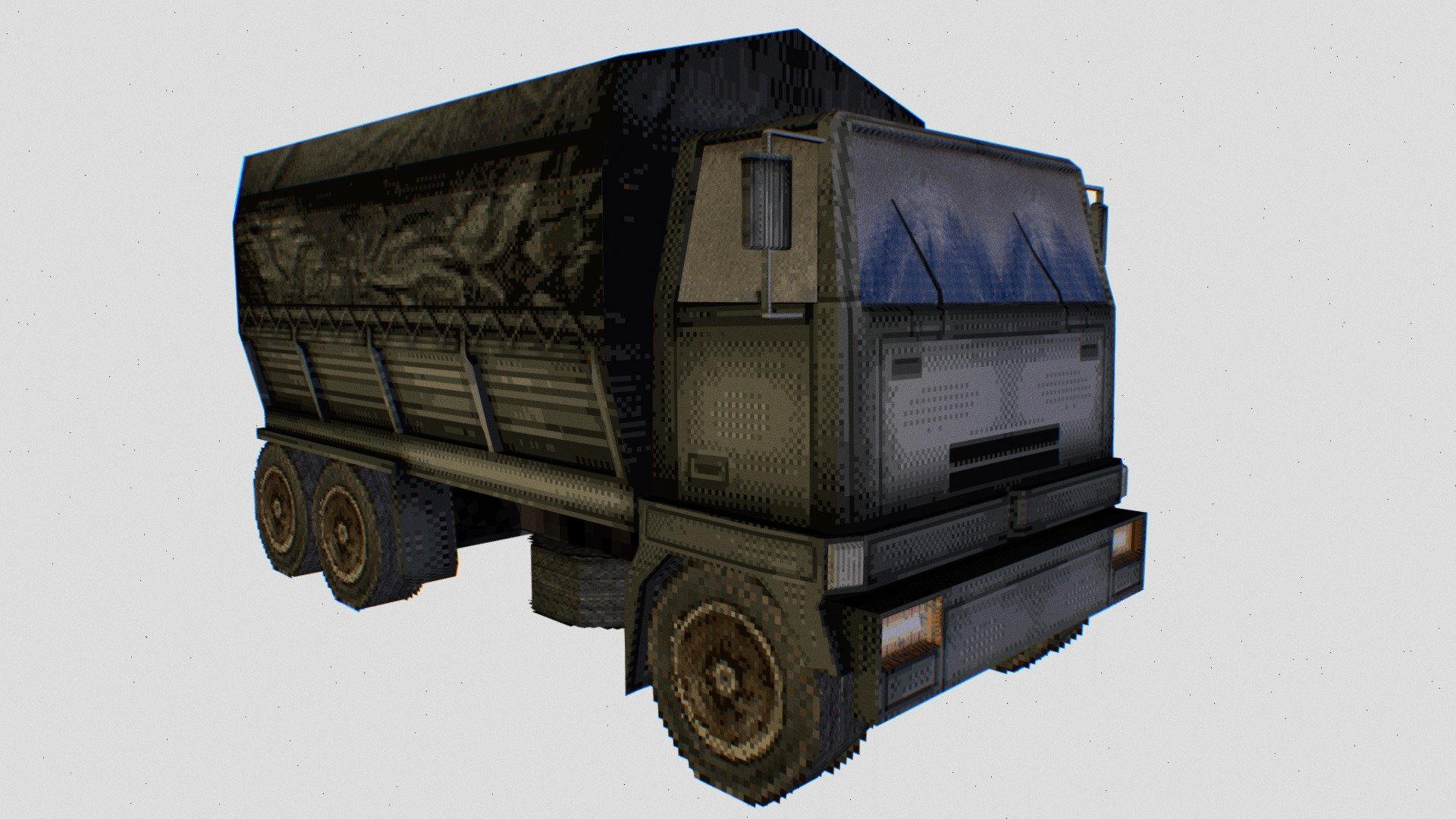 My custom designed army truck

Designed for retro inspired projects or mobile games.

My YouTube channel where I document my game dev journey - https://www.youtube.com/@AaronMYoung
Contact me on - Aaronmyoung94@gmail.com - PS1 Style Asset - Army Truck - 3D model by AaronMYoung 3d model