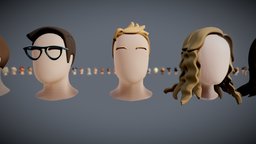 90 Stylized Base Haircuts hair, sculpt, base, anatomy, rpg, style, kids, heads, uv, toy, boy, gaming, people, fun, basemesh, barber, series, collection, cartoonish, play, print, woman, basemodel, kitbash, strand, haircut, hairstyle, fashion-style, character, girl, game, design, man, stylized, material