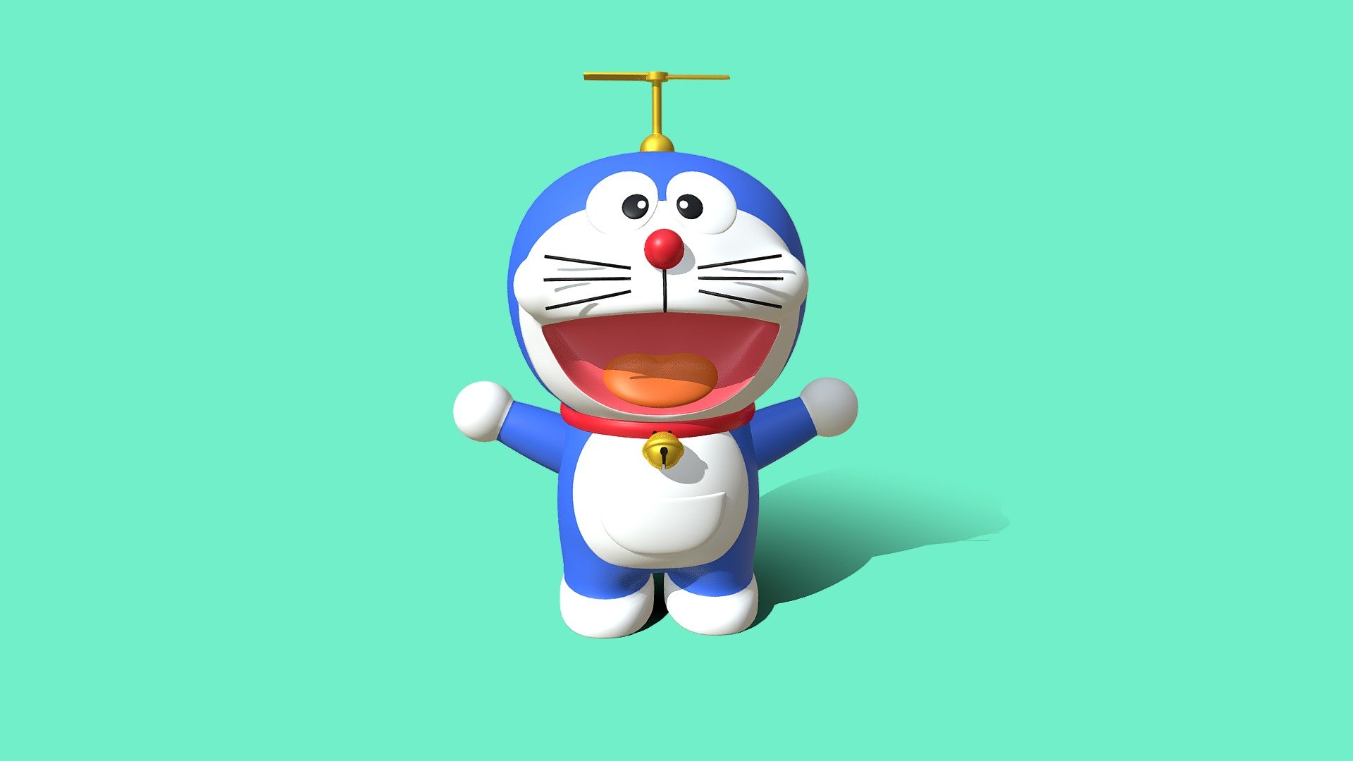Doraemon (ドラえもん), a blue robotic cat from the future. Based on a Japanese manga by Fujiko F.Fujio 3d model