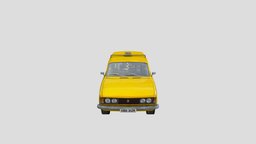 Fiat 1977 fiat, yellow, lowpolymodel