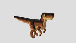 Minecraft style Velociraptor mob, velociraptor, minecraft, model, pixel, dinosaur