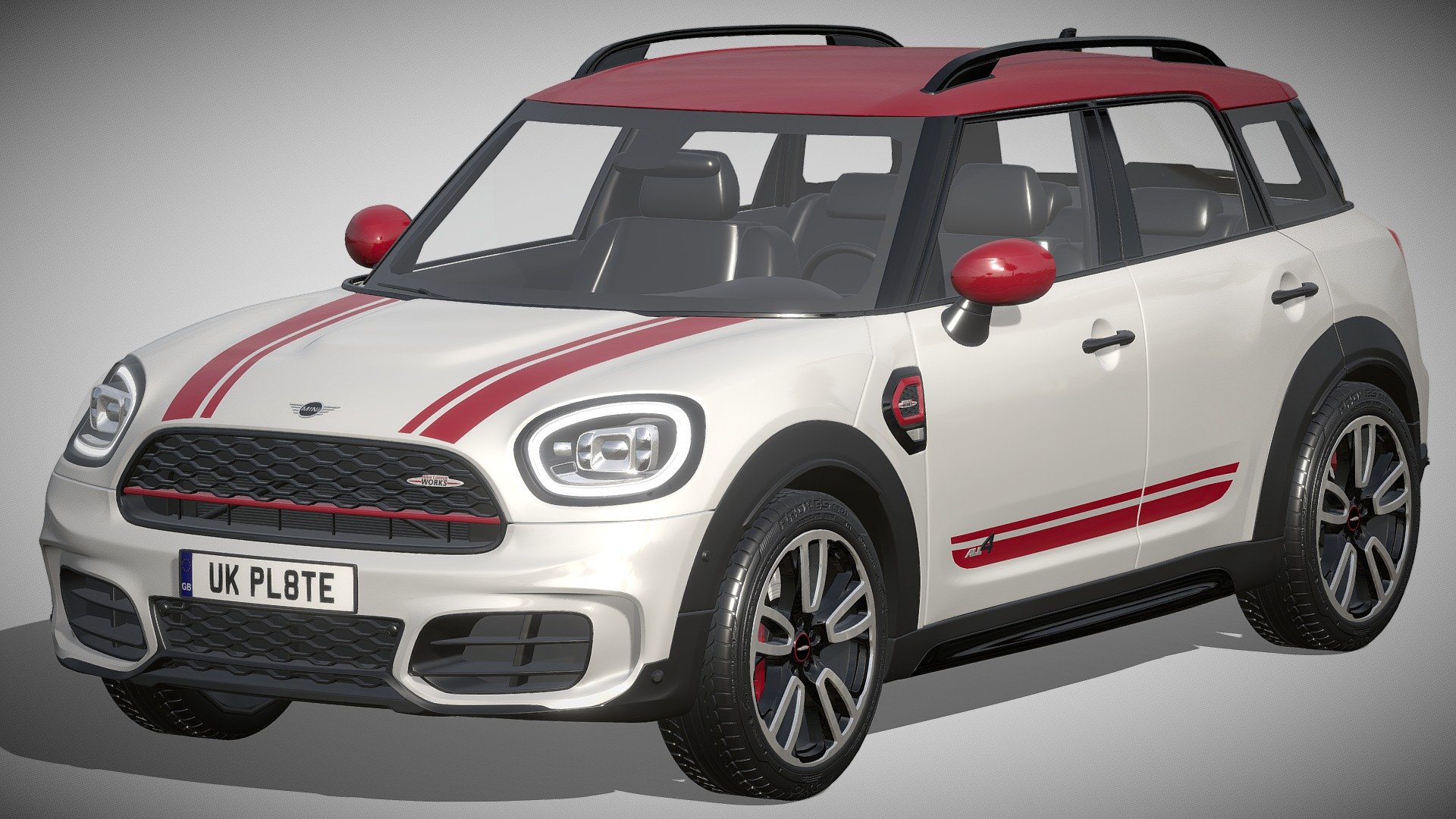 Mini Countryman JCW 2021

https://www.miniusa.com/model/john-cooper-works.html

clean geometry light weight model, yet completely detailed for hi-res renders. use for movies, advertisements or games

corona render and materials

all textures include in *.rar files

lighting setup is not included in the file! - Mini Countryman JCW 2021 - Buy Royalty Free 3D model by zifir3d 3d model