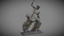 The panther hunter greek, spear, 3d-scan, hunter, mythology, roman, painter, man, sculpture