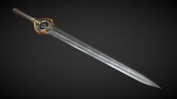 Sword A07 spear, medieval, unreal, rapier, don, blender-3d, dirk, falcone, knife, unity, blender, sword, fantasy, dagger, blade