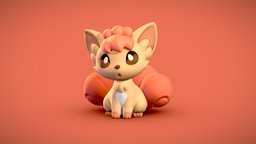Vulpix cute, baby, pokemon, b3d, print, fire, vulpix, character, 3d, blender