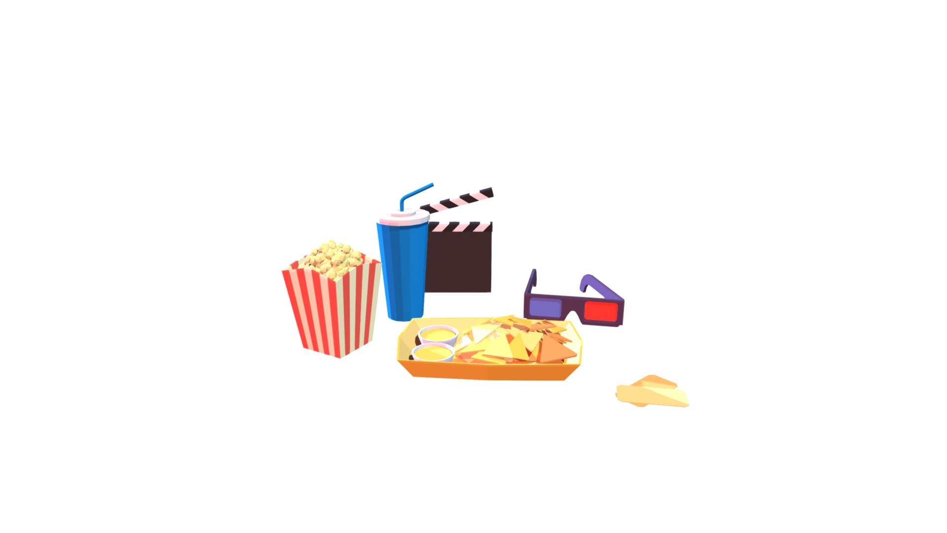 A couple of items that you might need at a movie theater.

A few rendered images here:
https://dribbble.com/sorincovor - Movie Essentials - 3D model by Sorin Covor (@blessthefall) 3d model