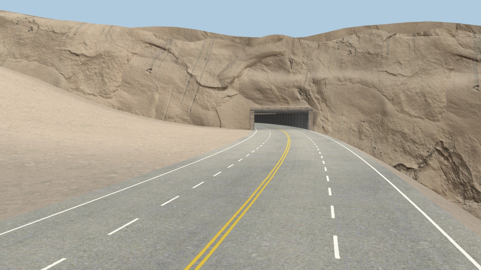 American Road Through Tunnel - American Road Through Tunnel - Buy Royalty Free 3D model by jimbogies 3d model