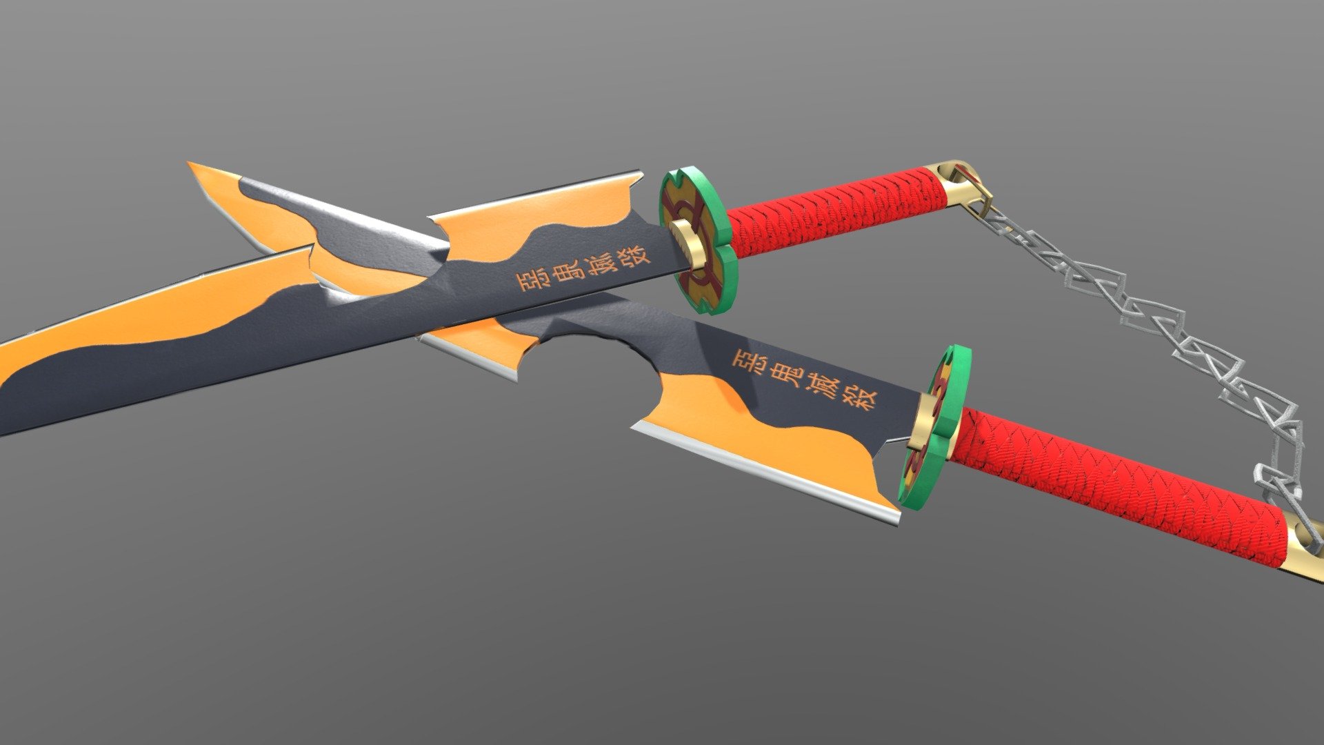 this is a recreation of uzuis nichirin blade from demon slayer season 2 / entertainment district arc - Tengen Uzui's Nichirin Blade // Demon Slayer - Download Free 3D model by Ash Kelly (@ashkelly) 3d model