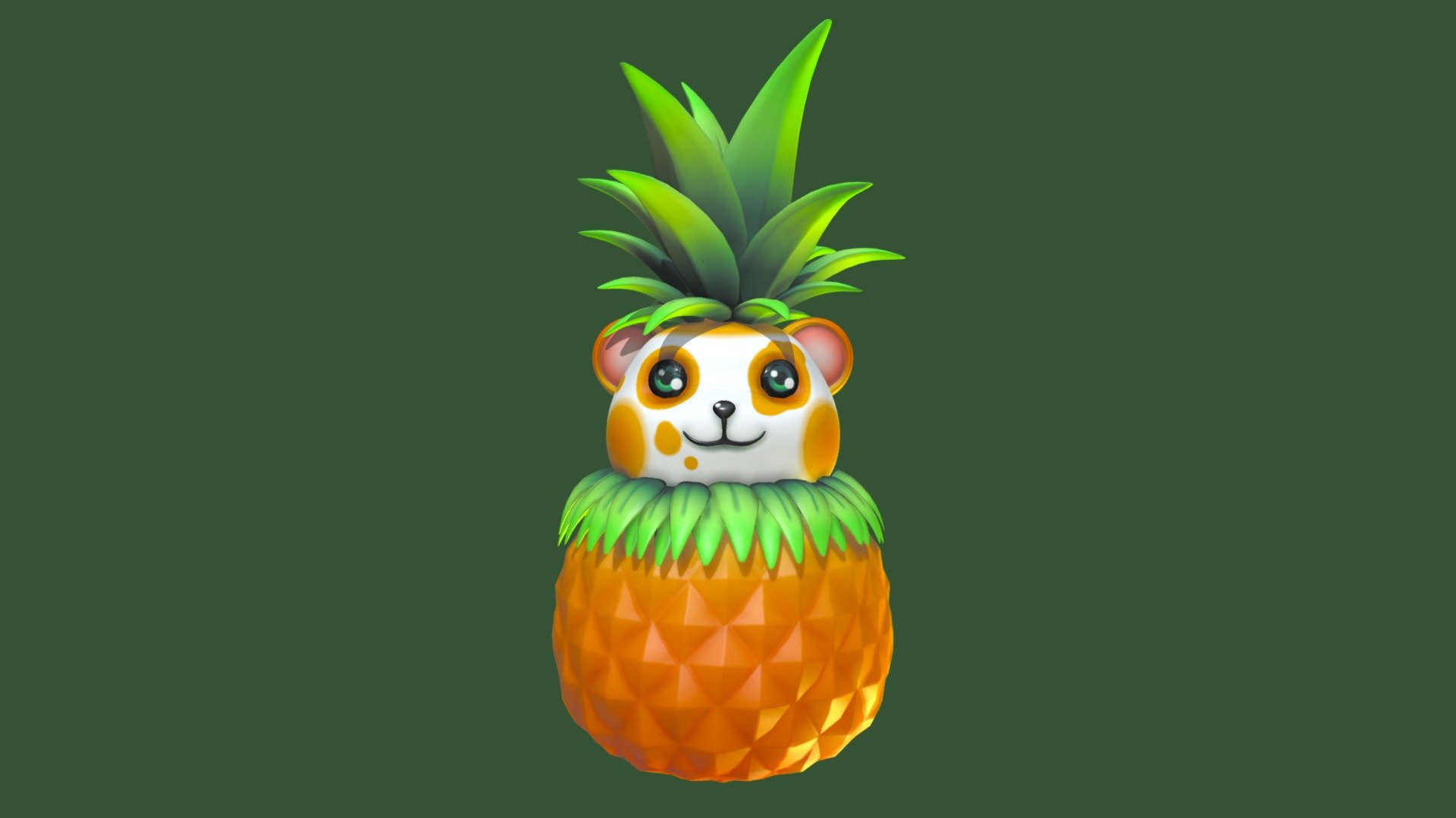 Small sculpt following a joke on a game with friends (mixt of a panda and a pineapple) 3d model