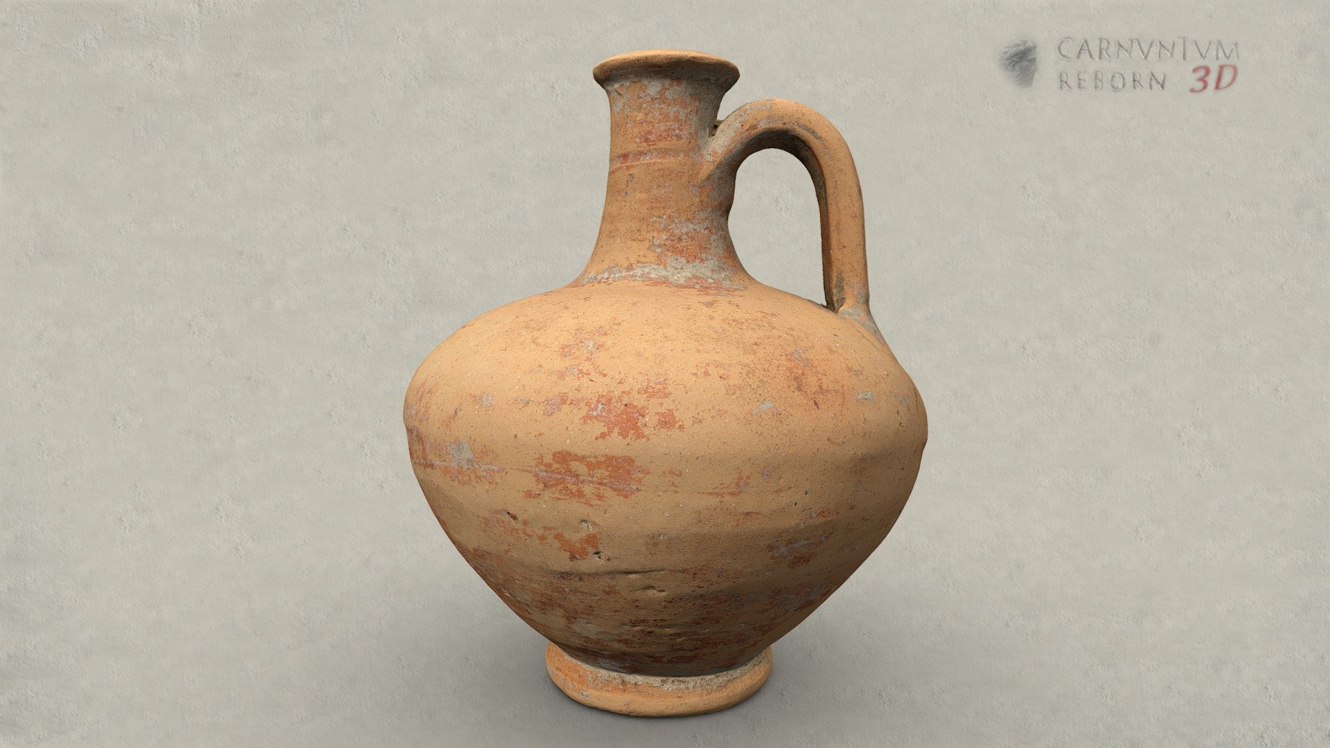 Roman bottle with lenticular body and a handle. Remains of varnish. Ceramic; h 13,9 cm; 2nd century AD.

Model: © Landessammlungen Niederösterreich, Niederösterreich 3D - Linsenflasche - 3D model by noe-3d.at (@www.noe-3d.at) 3d model