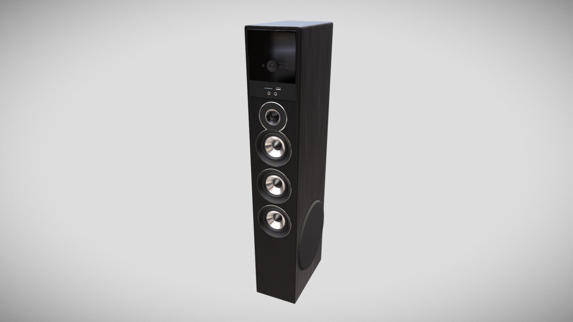 Speaker tower has been modeled using Blender.
All textures were done in Substance Painter 3d model