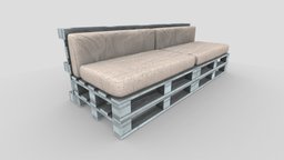 Pallet garden sofa pallet, sofa, wooden, garden, exterior, desk, visualization, craft, ready, furniture, homemade, render, low-poly, game, 3d, lowpoly, model, home, wood, sketchfab, interior, download, simple