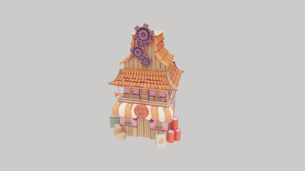 A Stylized house based on concept art from Trials Frontier 3d model