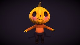 🎃 Little Pumpkin Guy cute, chibi, substancepainter, render, character, handpainted, blender, lowpoly, blender3d, halloween, pumpkin