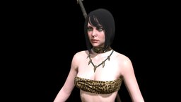 Def Girl 3 rpg, warrior, fighter, unreal, primitive, defender, npc, woman, primal, unity, girl, pbr, low, poly, animation, rigged