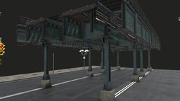 Elevated Railway Set videogames, new-york, 80s, low-poly-game-art, stylised-environment, city