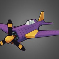 Purple Plane Mk IV airplane, lowpoly, plane