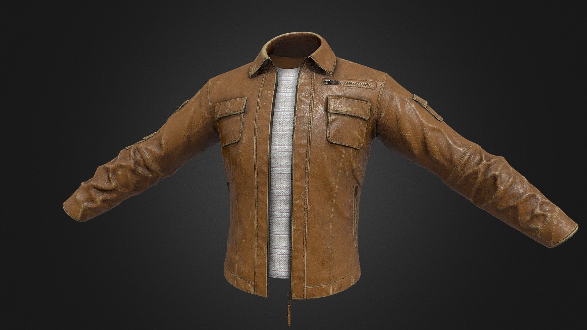 A zbrush scuplted Jacket
retopoed in Maya
textured in Substance Painter - Leather Jacket - 3D model by eggbox 3d model