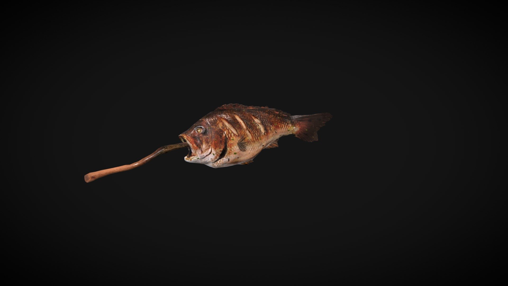 grilled fish, first food ever made in my life, was fun - grilled fish - 3D model by amilio 3d model