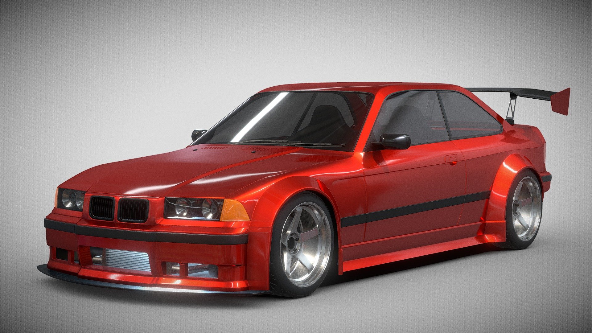 A 3D model of the BMW E36 with the widebody modifications I made. I made this according to my imagination, which was also inspired by some modified BMW E36s in the real world.

Model render
 - BMW E36 Widebody - Buy Royalty Free 3D model by Naudaff3D 3d model