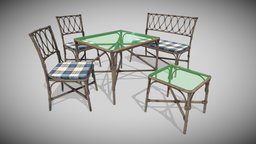Set Rattanelly bench, garden, set, rattan, furniture, table, unwrapped, pbr, chair