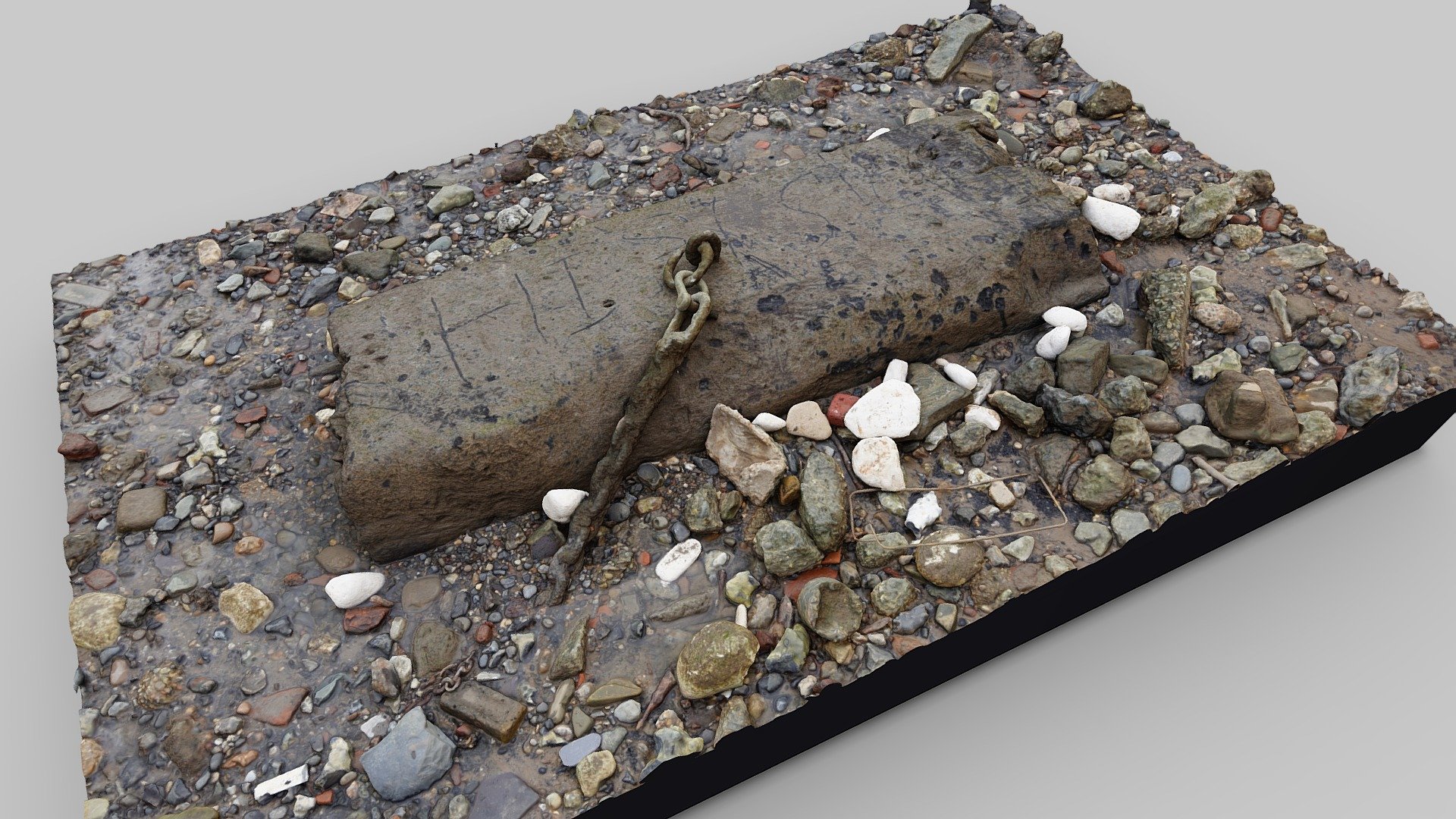 A large timber reused as a mooring feature on the Thames foreshore below New Crane Stairs (at the turn in Wapping High Street where it heads north to Garnet Street), London.

New Crane Stairs can be seen here: https://sketchfab.com/3d-models/new-crane-stairs-7accb9f414c94c39a63fd253e7b8619a

222 photos taken in January 2022 with a Sony a7R III and processed in Reality Capture 3d model